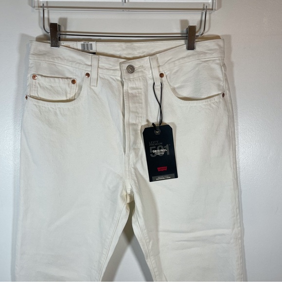 NWT Revolve Levi’s 501 Crop in Come Clean White High Rise Straight Leg Sz 31x26 - Picture 5 of 12